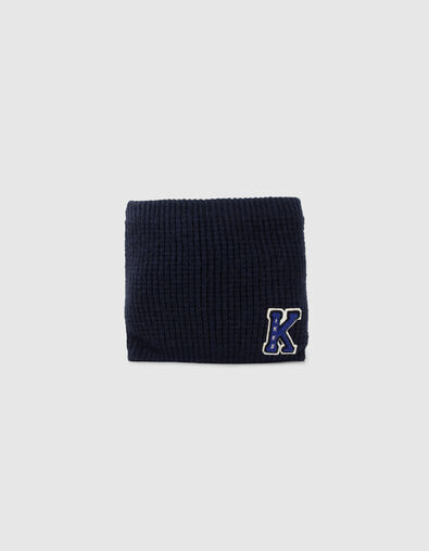 Marine gebreide snood boucl&eacute;-badge jongens - IKKS