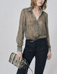 Women’s khaki decorative print voile shirt-1