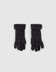 Girls’ dark navy glittery knit gloves-3
