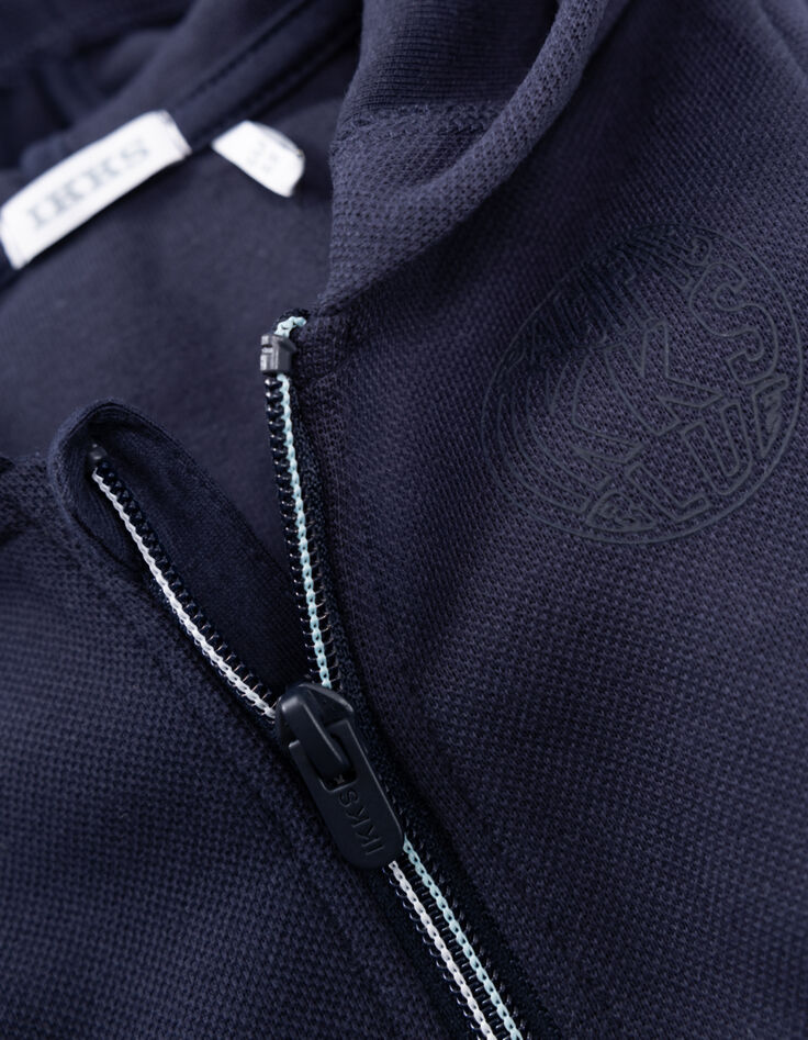 Blauw ritsvest met kap babyjongens-6