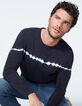 Pull indigo avec rayure effet tie and dye Homme-1