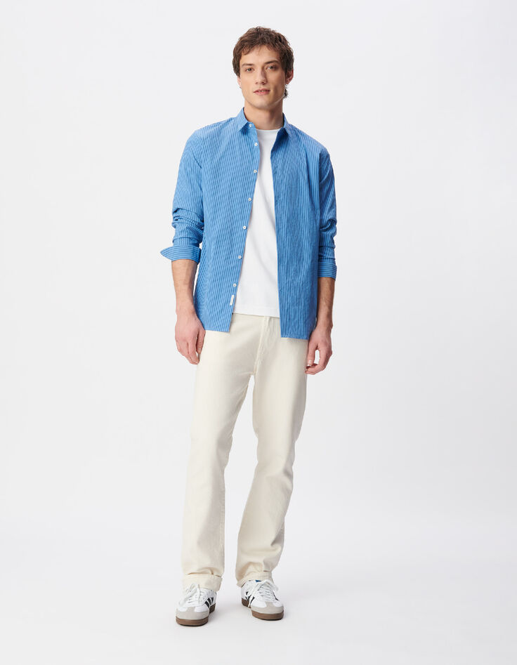 Herren EASY CARE slim blau gestreiftes Hemd-2