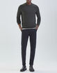 Men's khaki moulin&eacute; knit round collar sweater-4