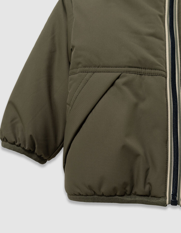 Boys’ khaki and navy sherpa reversible parka-5
