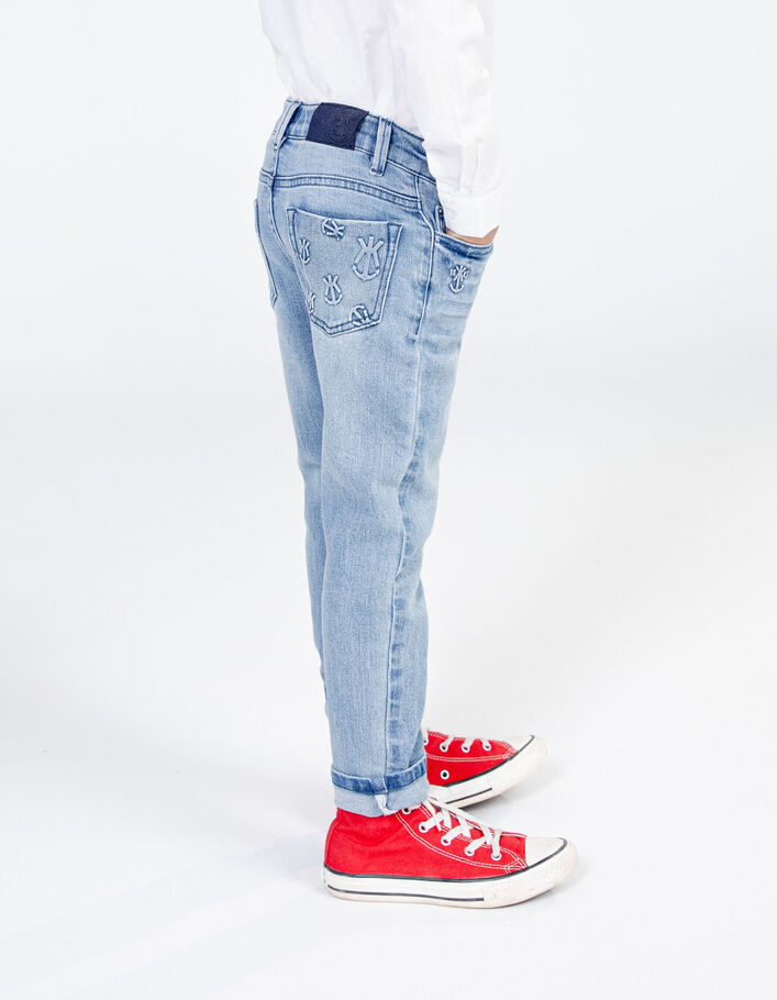 Boys’ blue STRAIGHT jeans with embossed anchors - IKKS
