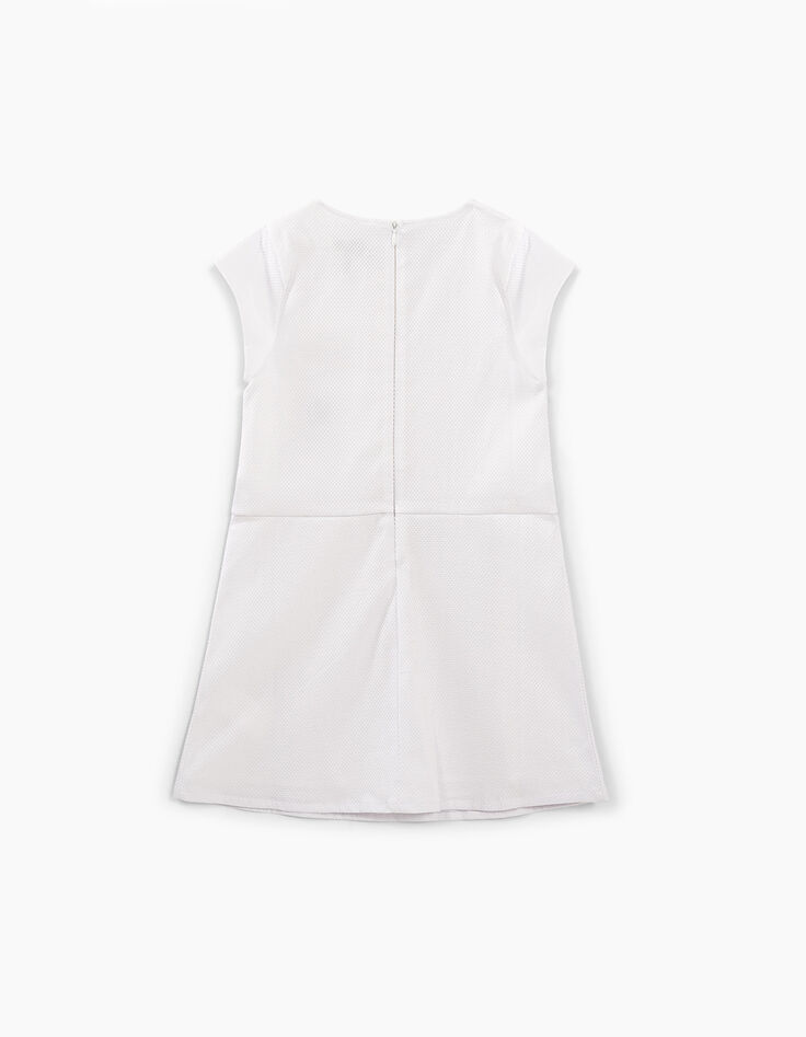Girls’ optic white honeycomb dress-3 Girls’ optic white honeycomb dress-3