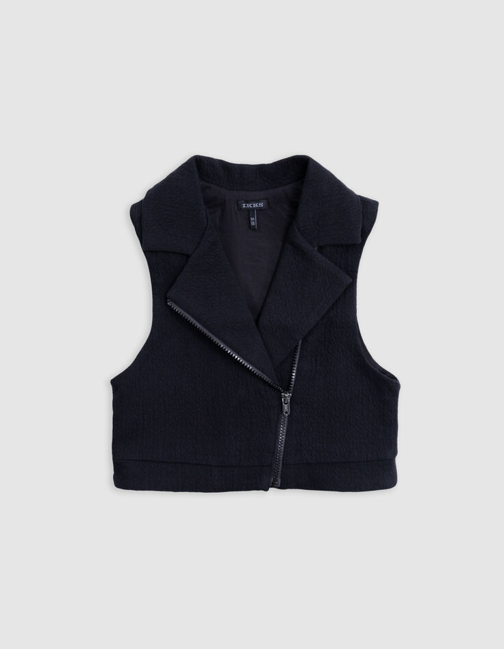 Marine kariertes 2-in-1-Kleid und Biker-Weste für Mädchen-6