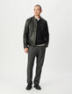Men’s black leather jacket with zipped pockets-2