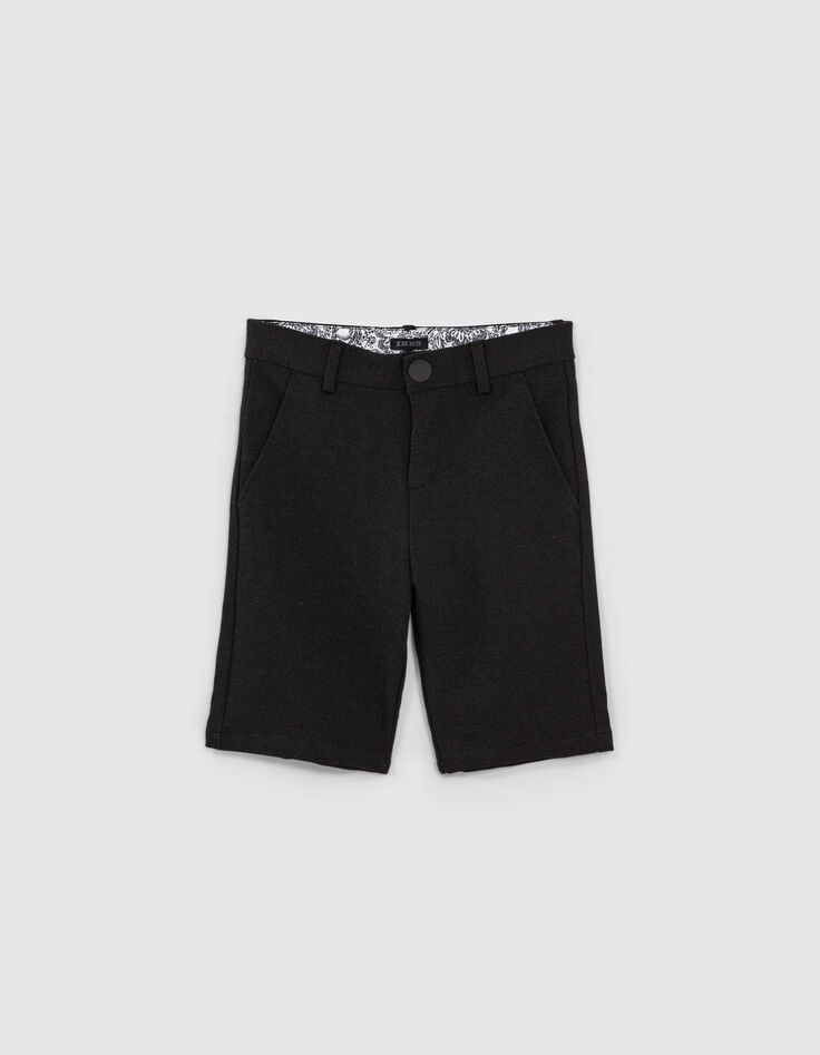 Boys&rsquo; black semi-plain occasionwear suit Bermuda shorts-1