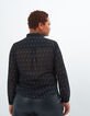 Schwarze Bluse mit goldfarbenen Foil-Blumen I.Code-3