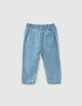 Pantalon stone blue Tencel® à ceinture brodée bébé fille-3
