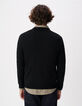 Zwart fleece-sweatshirt voor heren met gestreept motief-3