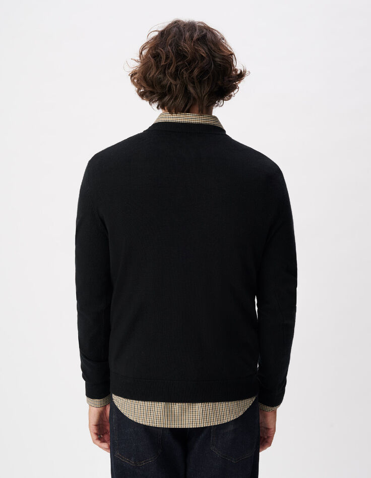Zwart fleece-sweatshirt voor heren met gestreept motief-3