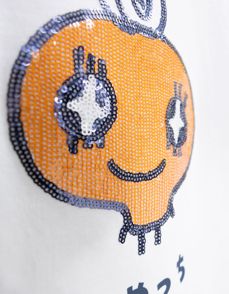 Weißes Mädchen-T-Shirt, Bio, Strass TAMAGOTCHI x IKKS-5