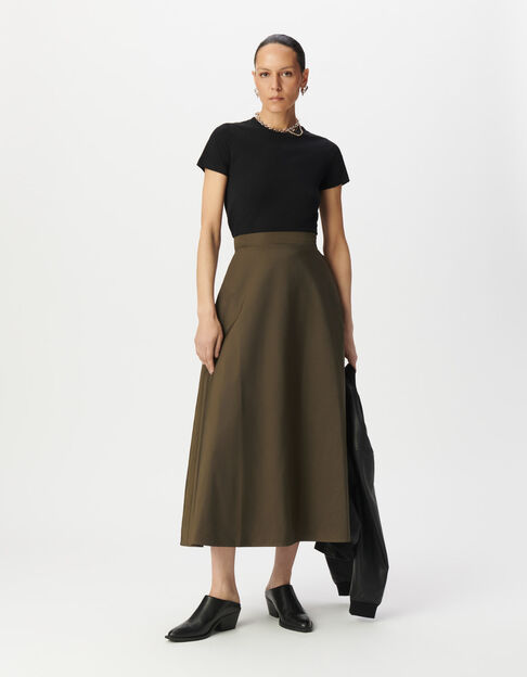Falda larga caqui tafetán mujer - IKKS