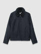 Men’s navy short flight jacket with detachable collar-7