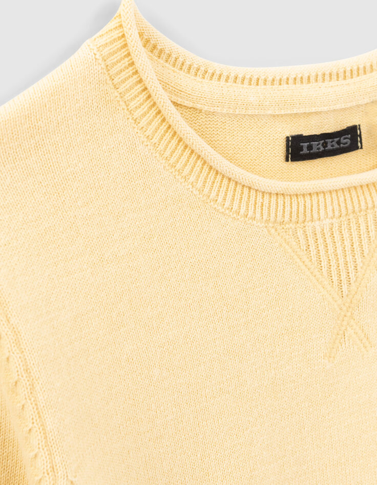 Pull jaune tricot message jacquard au dos garçon-6