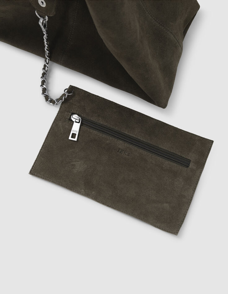 Khaki suede Hobo bag-7