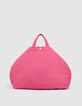 Mujer totebag bordado de lona rosa-2