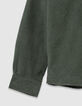 Khaki Jungenhemd lange Ärmel Velours Punkte-5