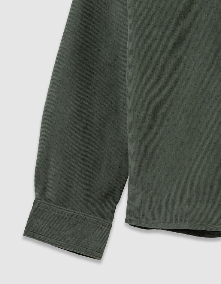 Khaki Jungenhemd lange Ärmel Velours Punkte-5 Khaki Jungenhemd lange Ärmel Velours Punkte-5