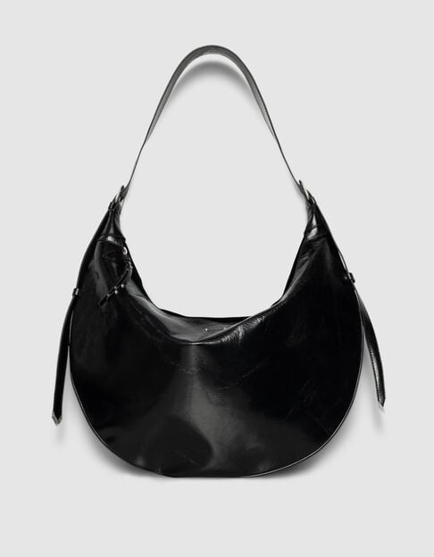 Bolso semiluna negro cuero brillante Allane mujer - IKKS