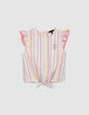 Roze gestreepte blouse geknoopt aan de kant  meisjes-1