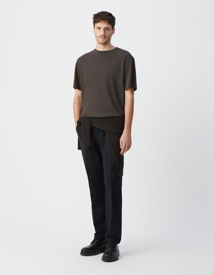 Herren-T-Shirt, khaki, Biobaumwolle, Relief-Netz-1 Herren-T-Shirt, khaki, Biobaumwolle, Relief-Netz-1