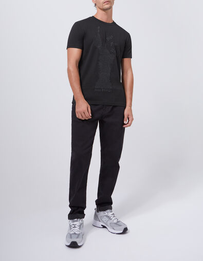 Schwarzes Herren-T-Shirt mit Freiheitsstatuen-Stickerei - IKKS