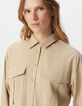 Beiges Oversize-Damenhemd, Maxi-Taschen-4