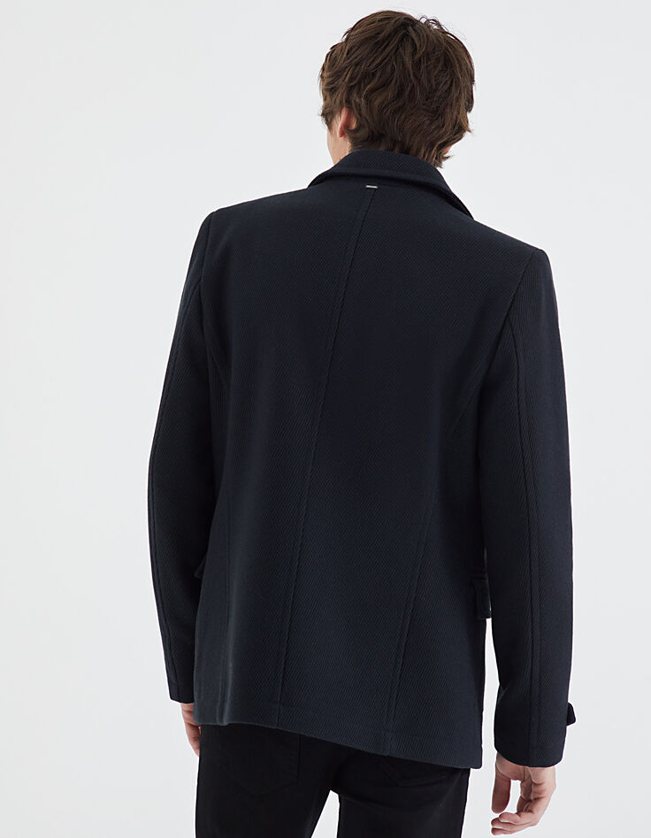 Chaquetón marino con punto de lana en relieve Hombre-3