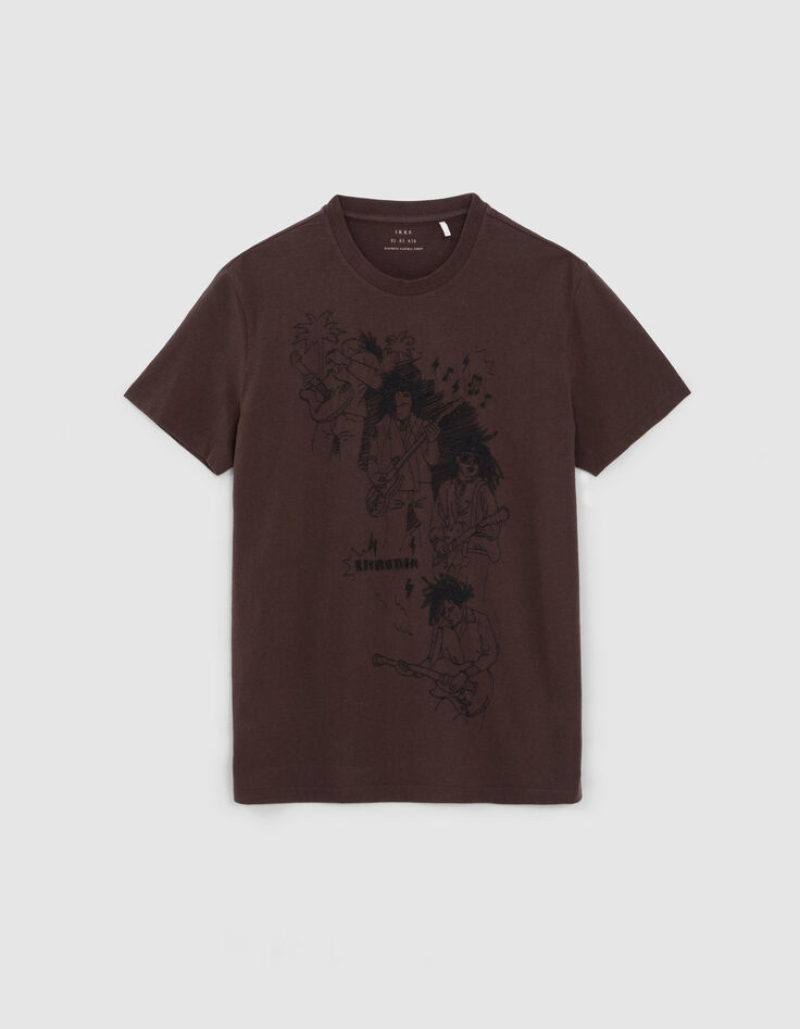 Schokoladebraunes Herren-T-Shirt mit Reggae-Men-Stickerei-6