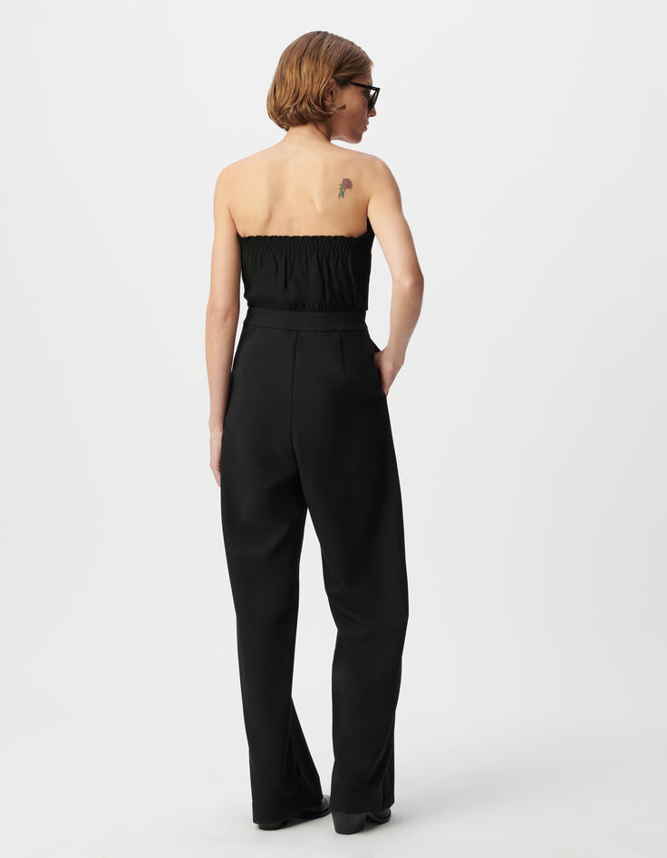 Combinaison-bustier noire motif léopard brodé sequins Femme-3