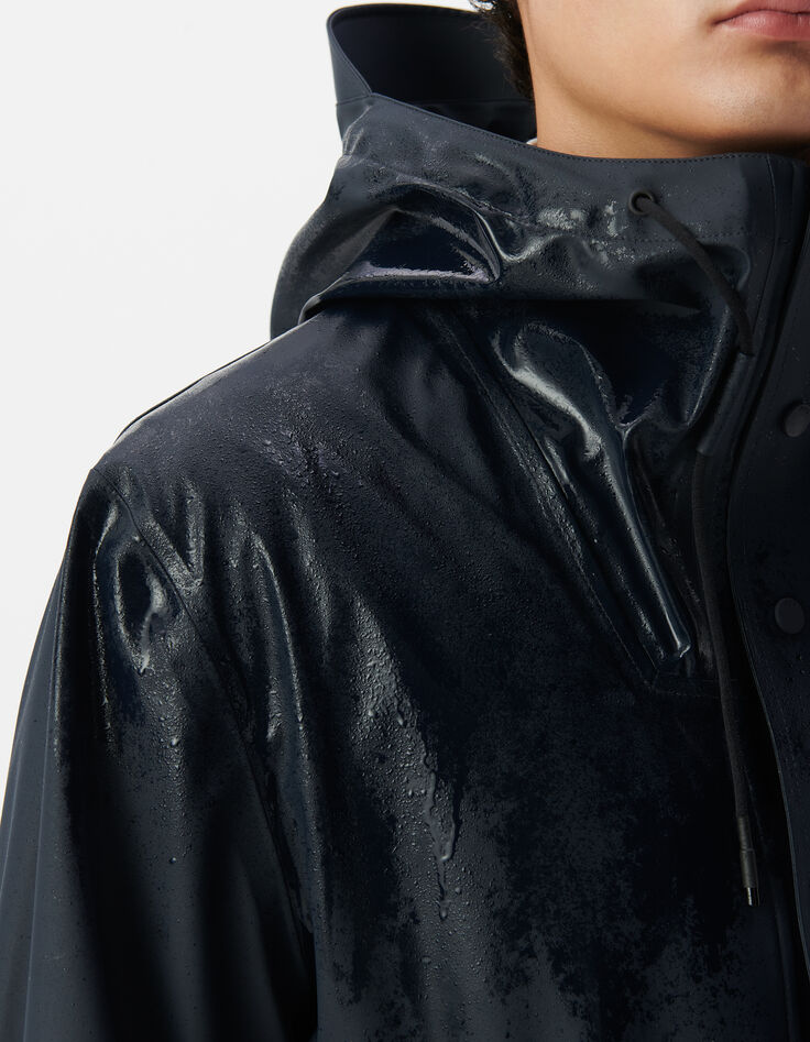 Men&rsquo;s navy rubber nylon hooded parka-6