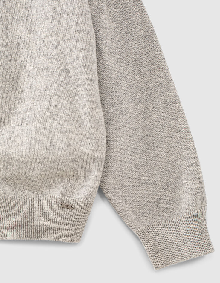 Cardigan gris chiné moyen bi matière zippé fille-4