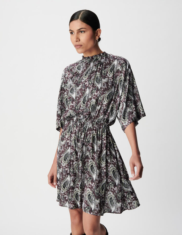 Donkerrode jurk met paisleypatroon Dames-3