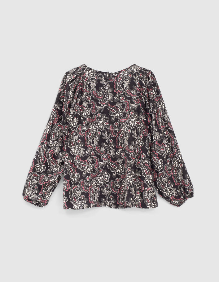 Schwarze Mädchenbluse mit Paisleyprint-4