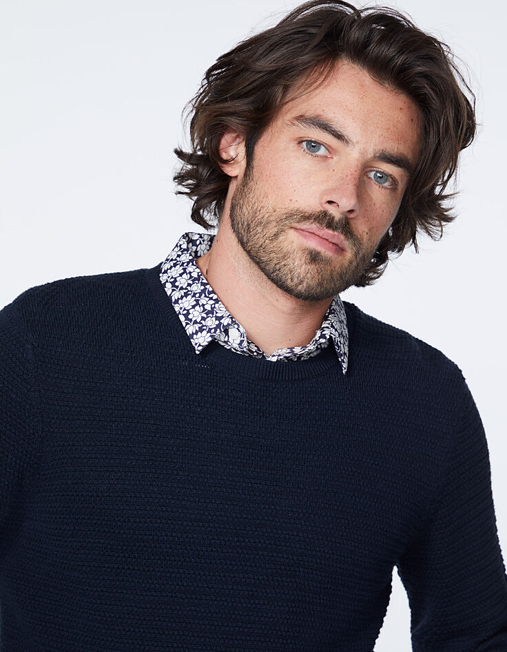 Jersey azul oscuro punto relieve Hombre-2