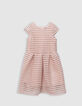 Pink skater dress with openwork lace stripes for girl-1
