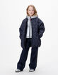 Manteau marine matelassé parementure amovible fille-1