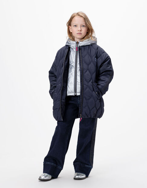 Manteau marine matelassé parementure amovible fille - IKKS