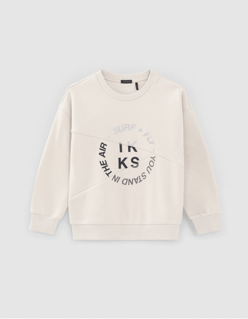 Sweat beige à message gomme et REFLECTIVE garçon
