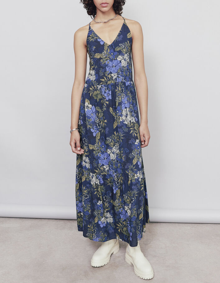 Lange jurk in viscose tropische bloemenprint dames - IKKS
