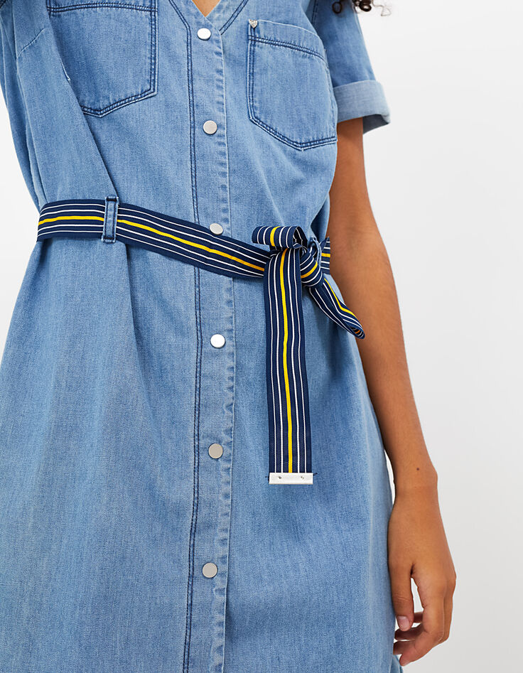 Robe en jean authentique à ceinture rayée I.Code-6