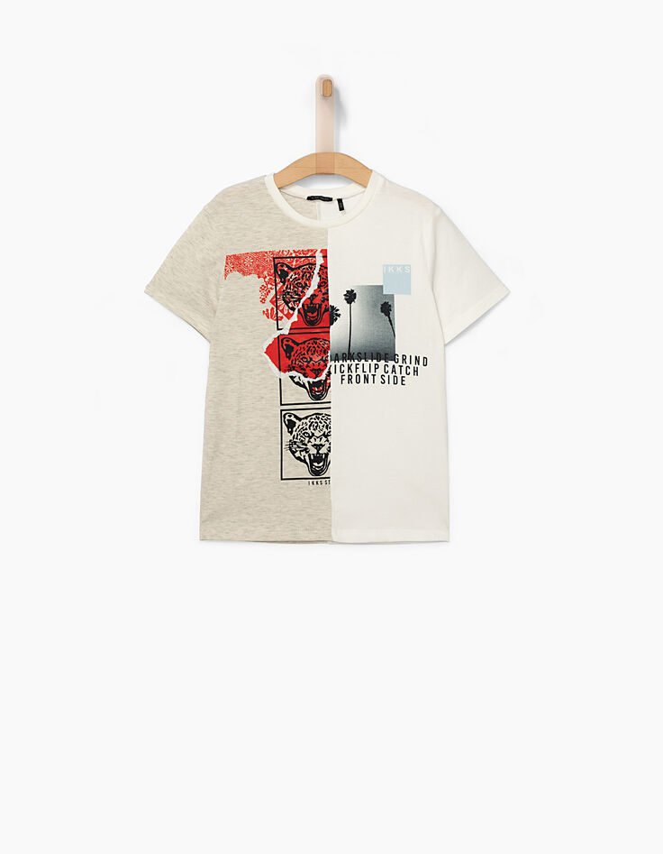 Tee-shirt beige clair avec 3 l&eacute;opards gar&ccedil;on-2