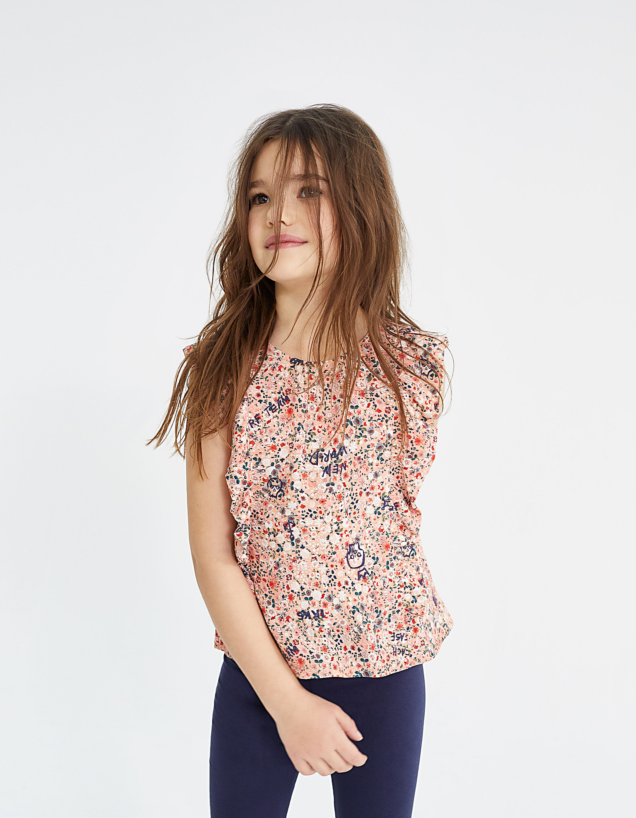 Girls apricot flower print Ecovero blouse