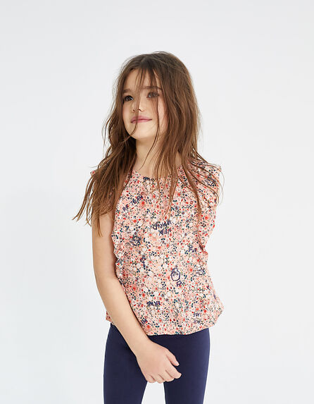 Girls’ apricot flower-print Ecovero® blouse