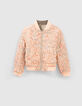 Bomber reversible melocot&oacute;n estampado y caqui ni&ntilde;a-3