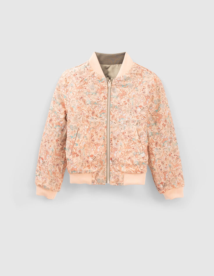 Bomber reversible melocot&oacute;n estampado y caqui ni&ntilde;a-3
