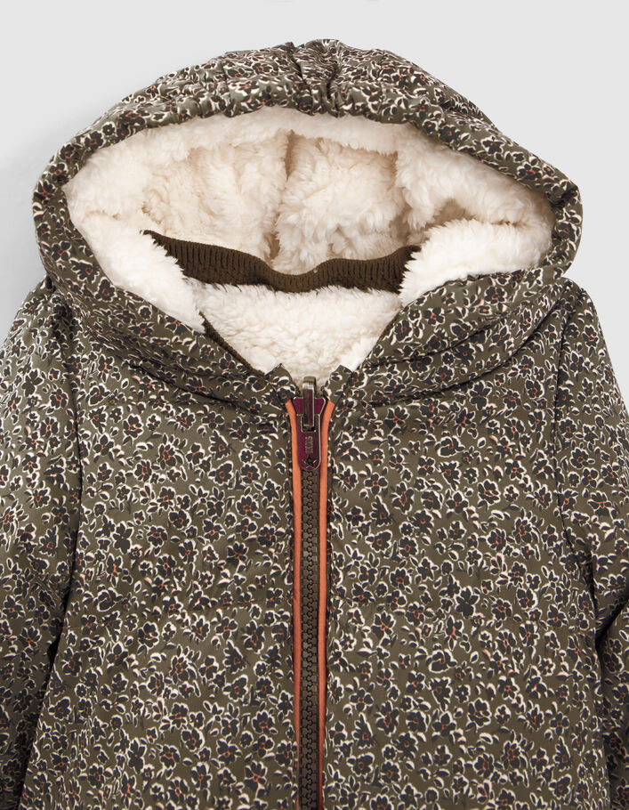 Baby girls’ leopard floral/Sherpa reversible padded jacket-7